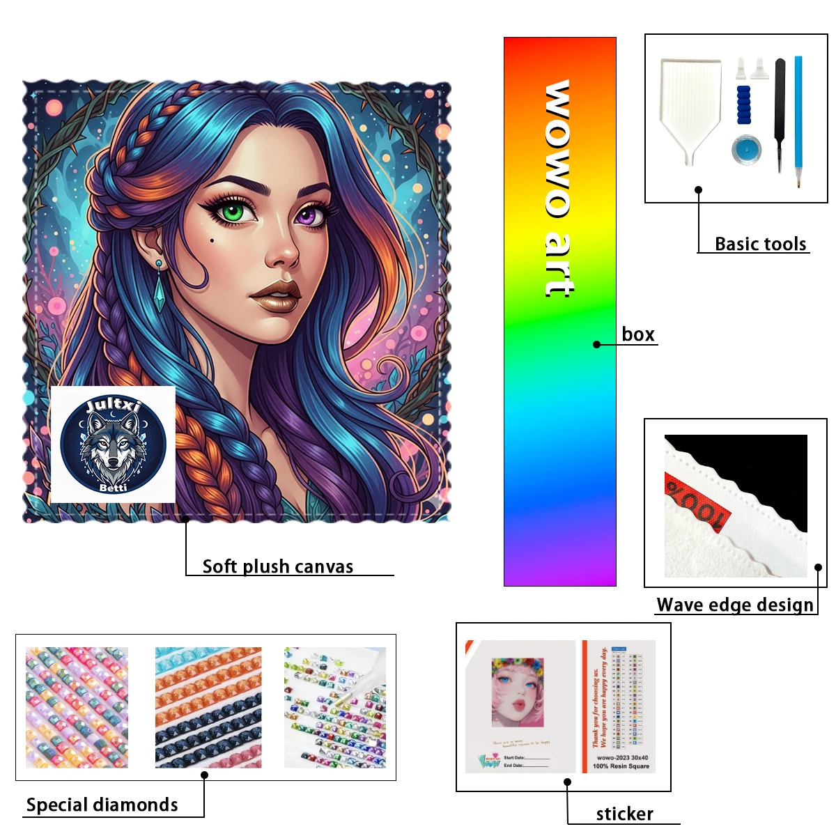 

【Betti_ Diamond Art】Девушка с гетерохромным кристаллом AB Горный хрусталь FD Горный хрусталь Идеальный алмаз из смолы