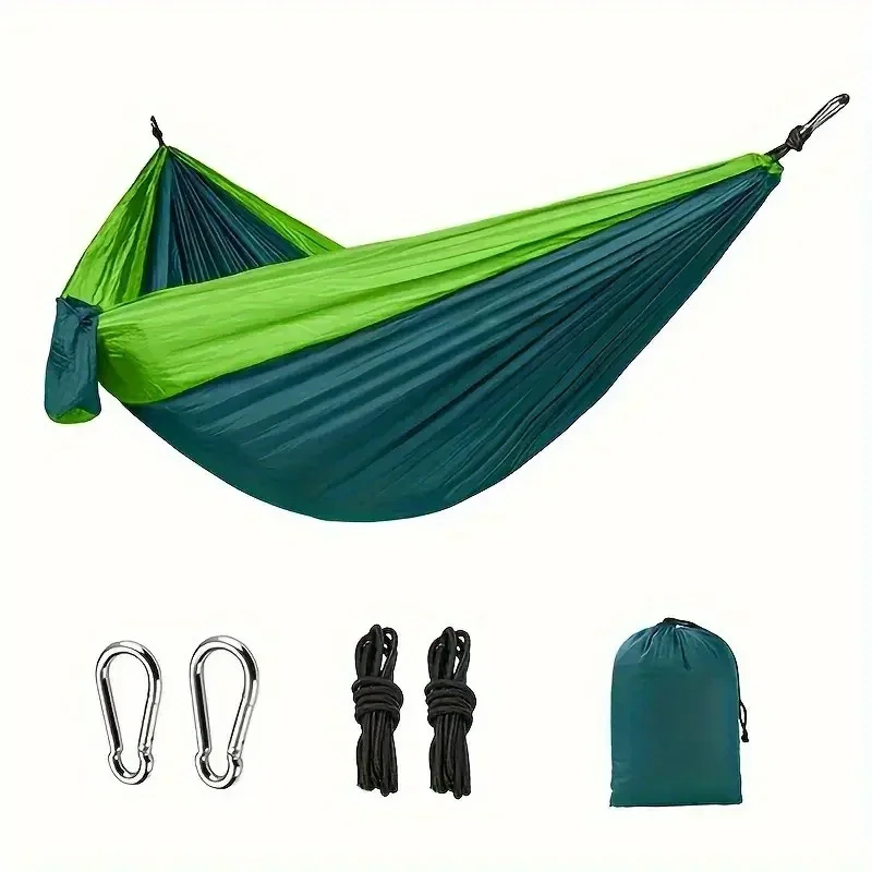 Best-selling outdoor camping hammock with multi-color design and included tie ropes. Camping swing.