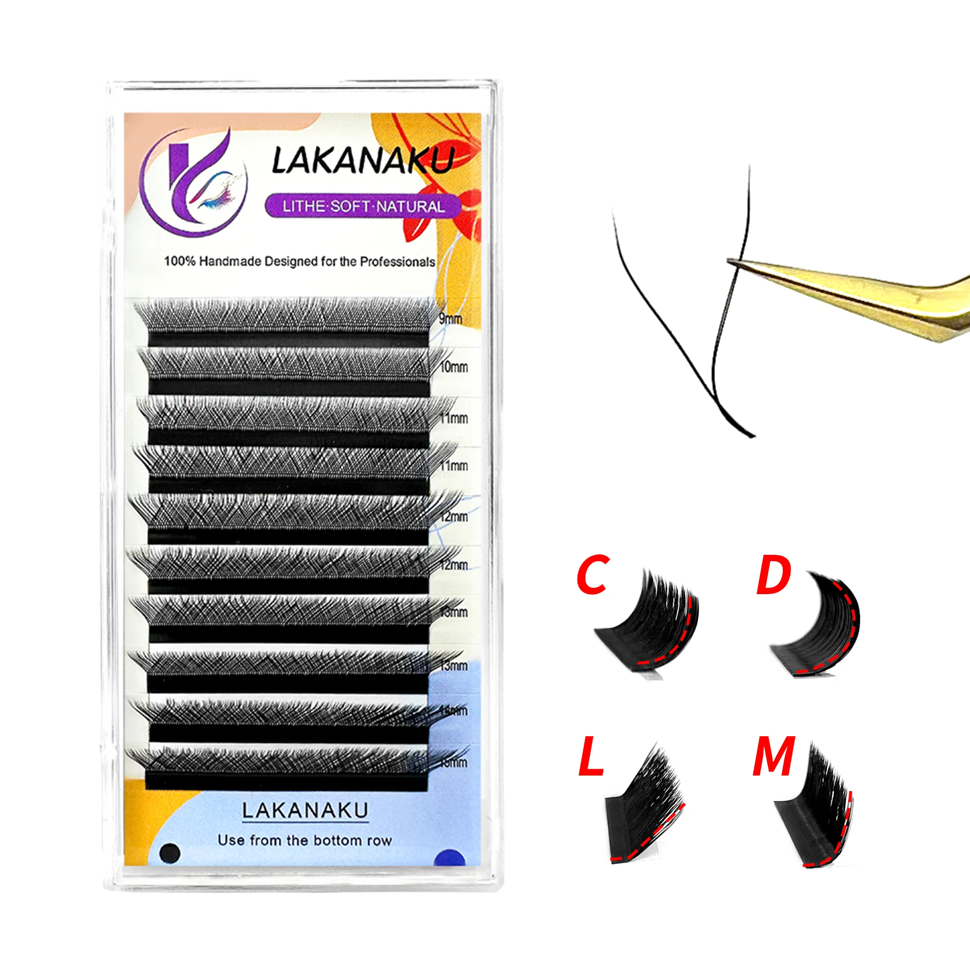 LAKANAKU 6D W Shaped L M Curl Cilios Faux 5D W Russian Eyelashes Extension Volume Lashes Extension Cilios W Shape Mink Lashes