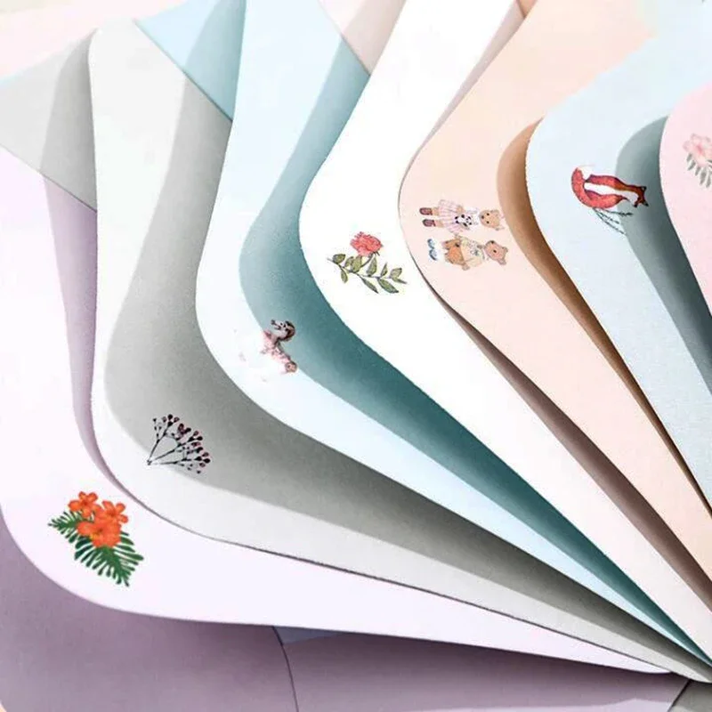 9pcs/ Set Ins Cartoon Envelopes Kawaii Letter Pads DIY Wedding Invitation Greeting Card Cover Korean Stationery Office Supplies