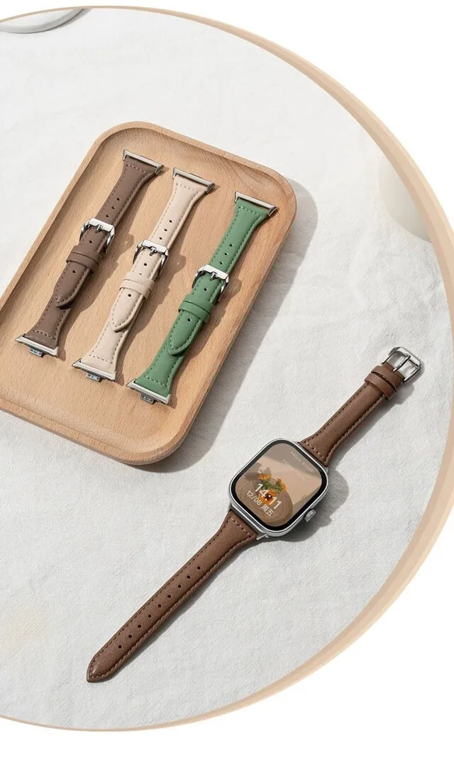 Apple Watch用スリムレザーストラップ,44mm, 40mm, 41mm, 42mm, 38mm, 49mm, 44mm, 8mm,45mm,ウルトラ9,7 se,3, 4, 6