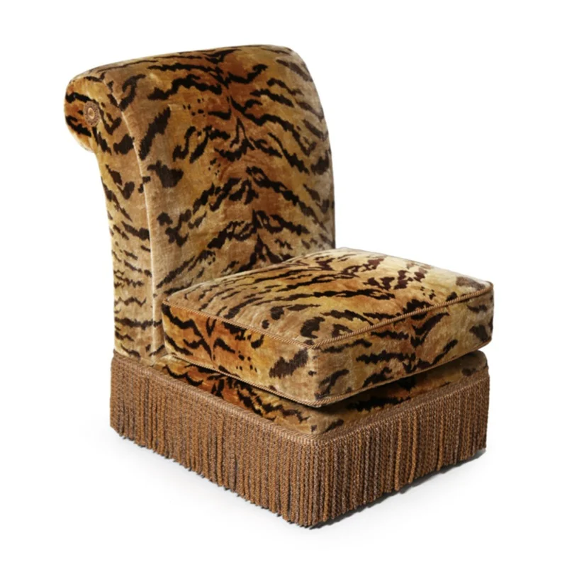 &Modular Design Donghia Slipper Chair Designer Furniture Tiger Velvet Lounge Accent Chair for Home and Bar Club