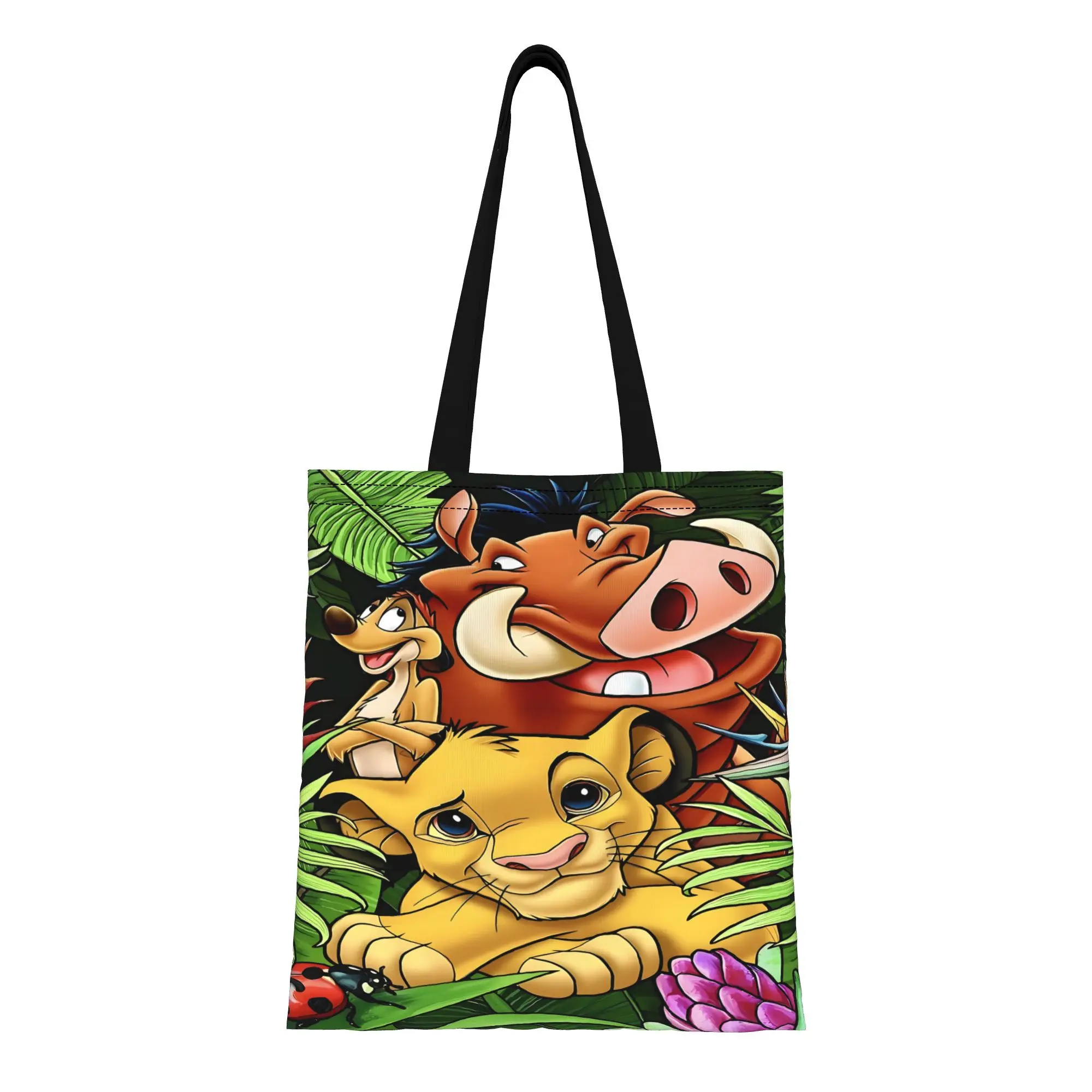 

1PC Valentine's Day Disney animation Reusable Double Sided Canvas Tote Bag Shoulder The Lion King Handbag