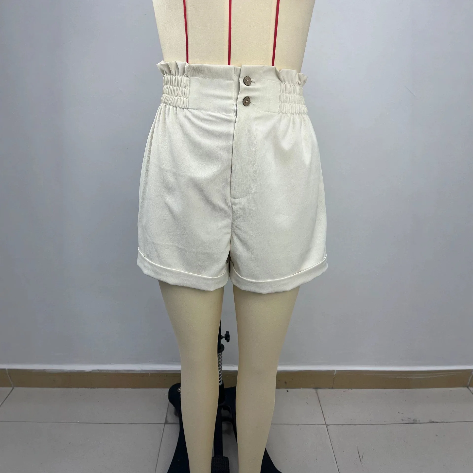 Casual Shorts Pure Color Elastic Button Zipper Pocket Women's Clothing Independent Station Cross-Border Summer 2026 Fashion