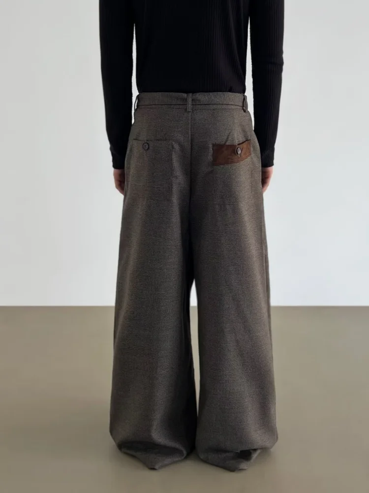 2026 Japanese Y2K New Fashion Brown Pleated Baggy Cleanfit Suit Pants For Men Clothing Wide Leg Male Bottom Casual Long Trousers