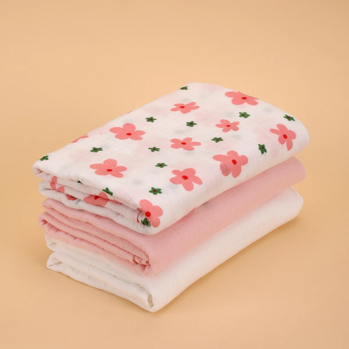 3 Pack Muslin Swaddle Blankets Unisex Newborn Neutral Soft Print Flower Receiving Blanket