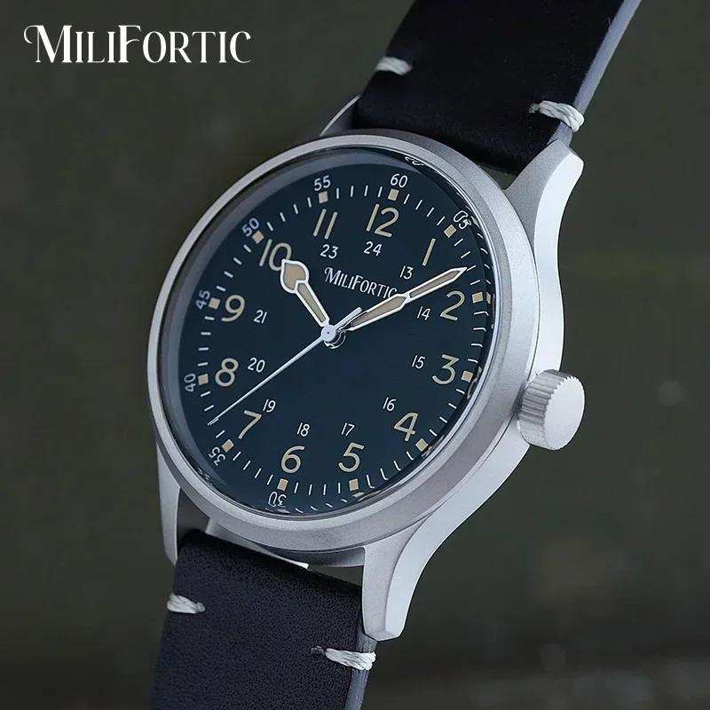 Milifortic Field Watches 38mm Sapphire Crystal Leather Retro Luminous 100M Waterproof  Stainless Steel VH31 Quartz Wristwatches