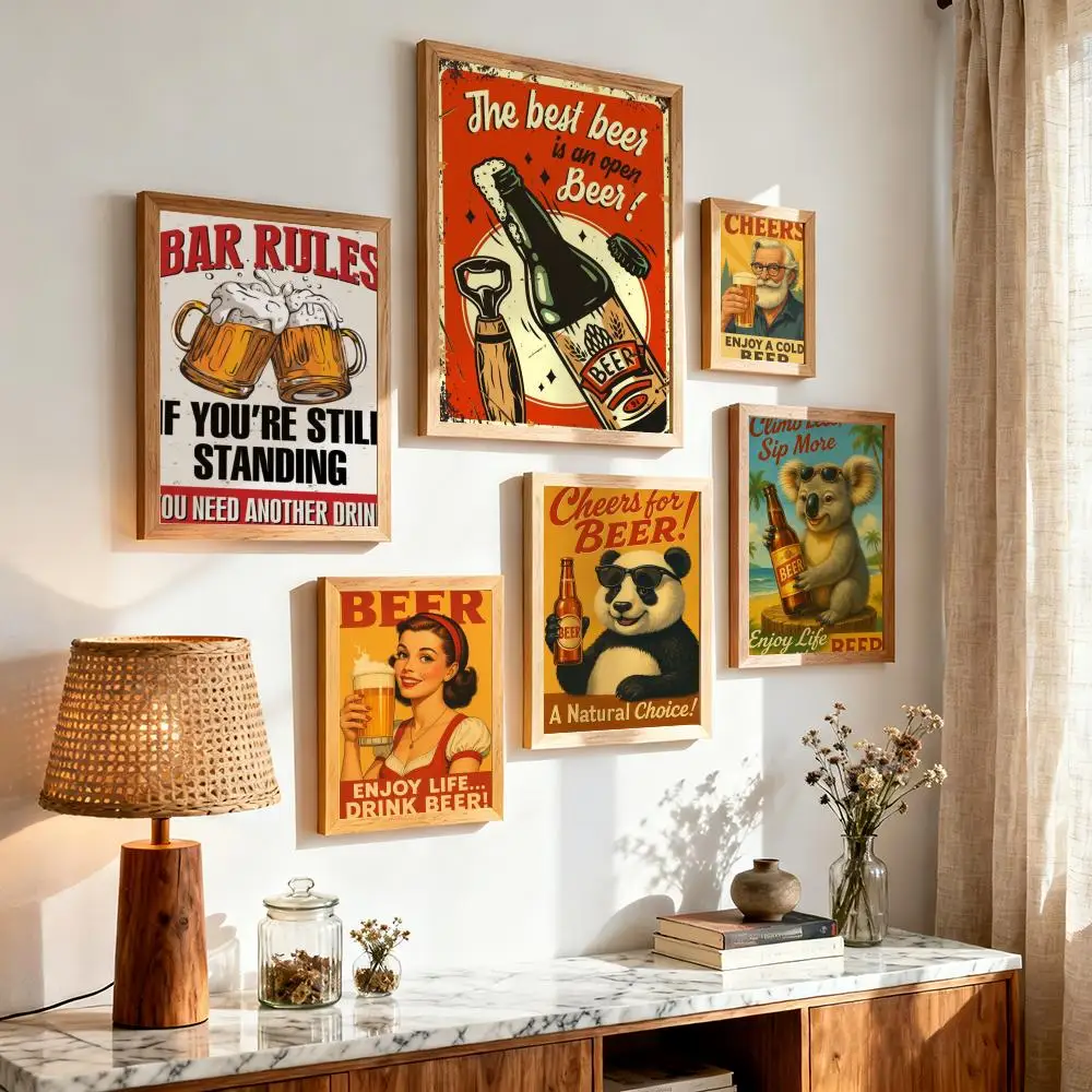 Classic Retro Bar Cheers Painting Calligraphy Aesthetic Canvas Wall Poster Modern Room Decor Bedroom Cafe Wall Artwork