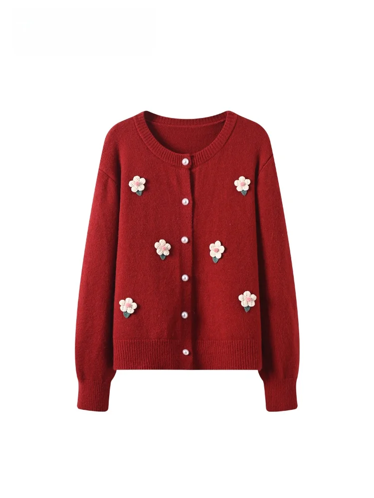 

Loose Fit Long Sve Knitted Sweater for Women plus Size Comfortable Red Color Lazy Sle Spring Autumn New Arrival