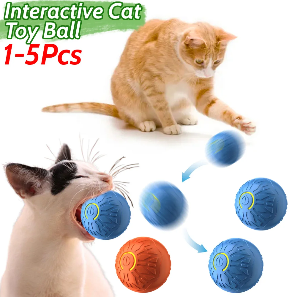 1-5Pcs Interactive Cat Toy Ball USB Rechargeable Automatic Rolling Ball Self Rotating Ball Anti-Depression Pet Toy for Cats