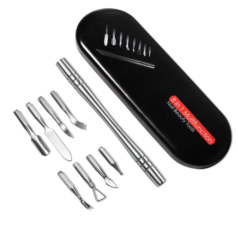 Aço inoxidável portátil Manicure Set, Professional Grooming Kit, Nail Cleaner Ferramentas para Unhas