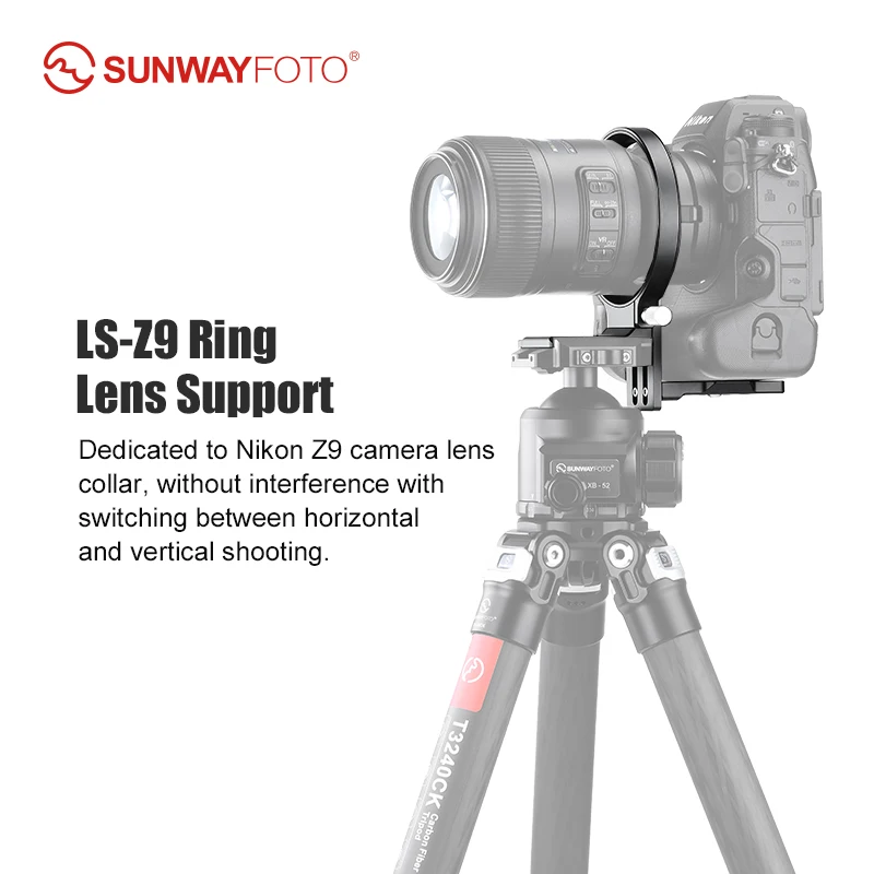 

SUNWAYFOTO LS-Z9，80mm Universal Rotating Collar for Nikon Z9 ,Canon R3, Tripod Mount Ring Lens Support Collar Arca Swiss Plate M