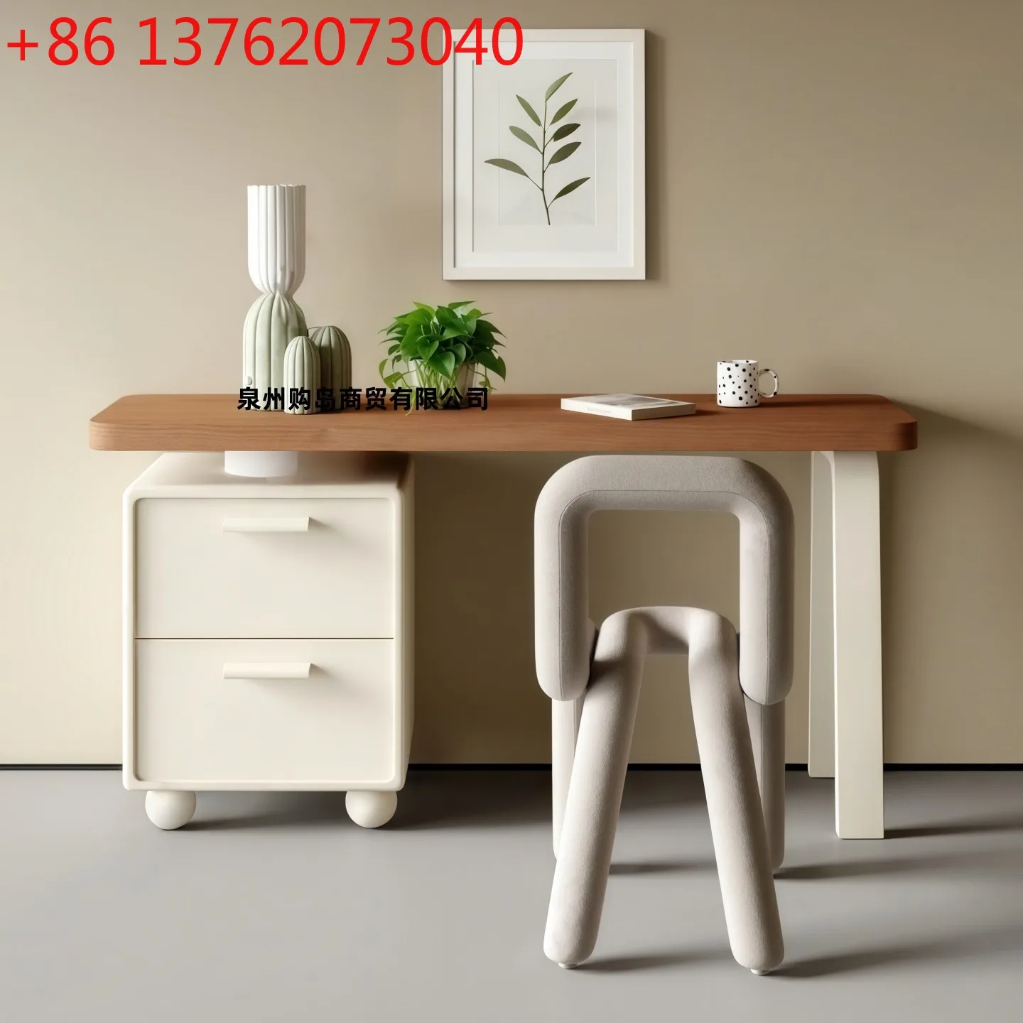 Cream wind paint desk home office writing desk simple children's study table