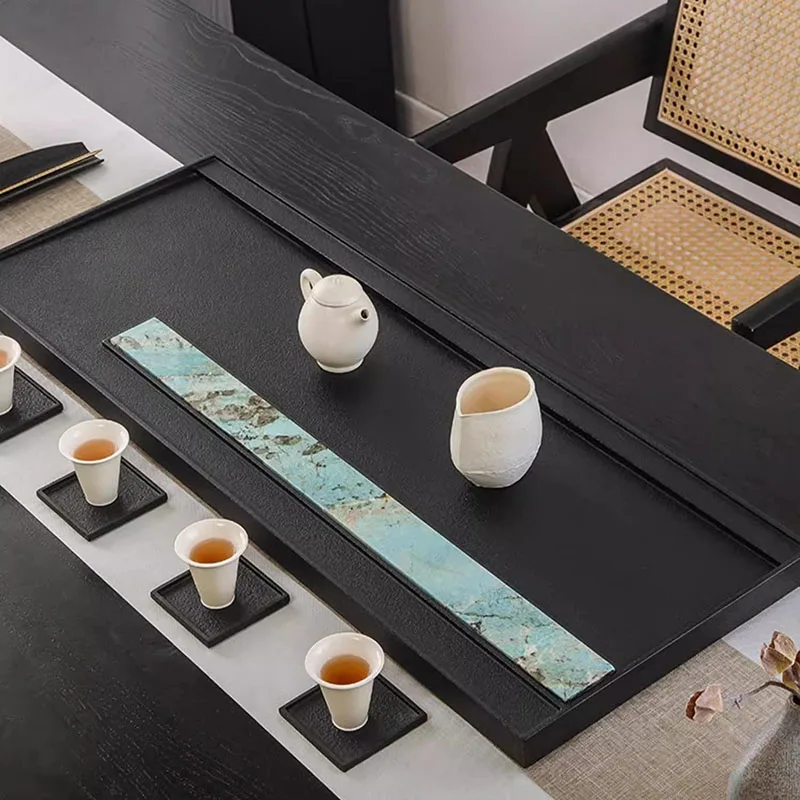 Hospitality Rectangle Tea Tray Chinese Stone Office Living Room Storage Tea Tray Drainage Coasters Bandejas Home Decorationgs