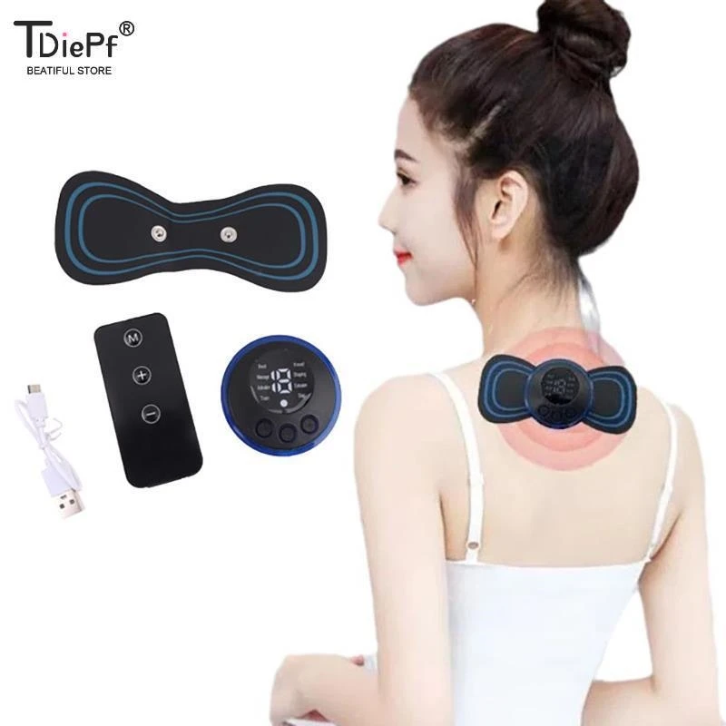 

English EMS Cervical Vertebra Massage Patch Remote Control Electric Neck Massager for Muscle Pain Relief and Shoulder Relaxation