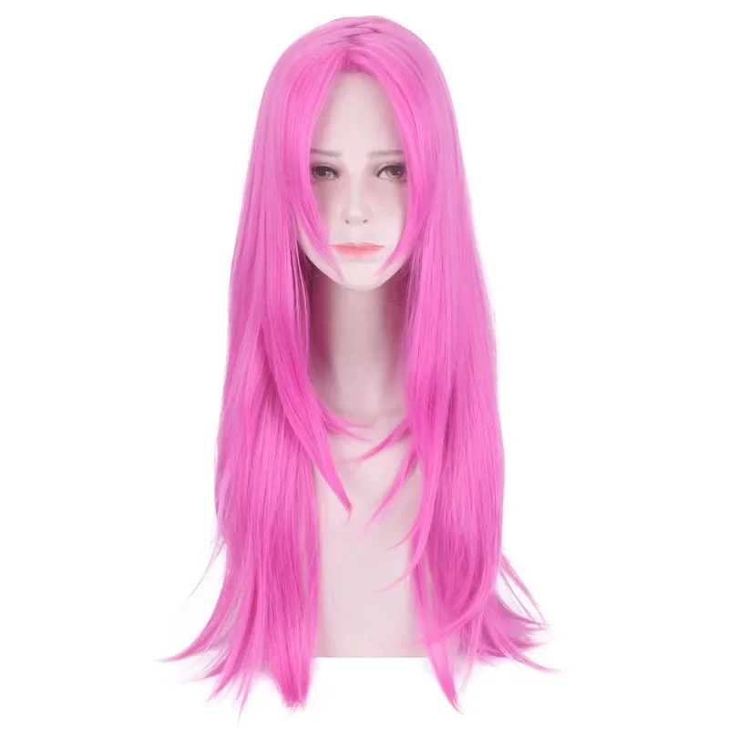 70Cm Gouden Wind Diavolo Roze Lange Pruik Cosplay Kostuum Hittebestendig Filmhaar Mannen Vrouwen