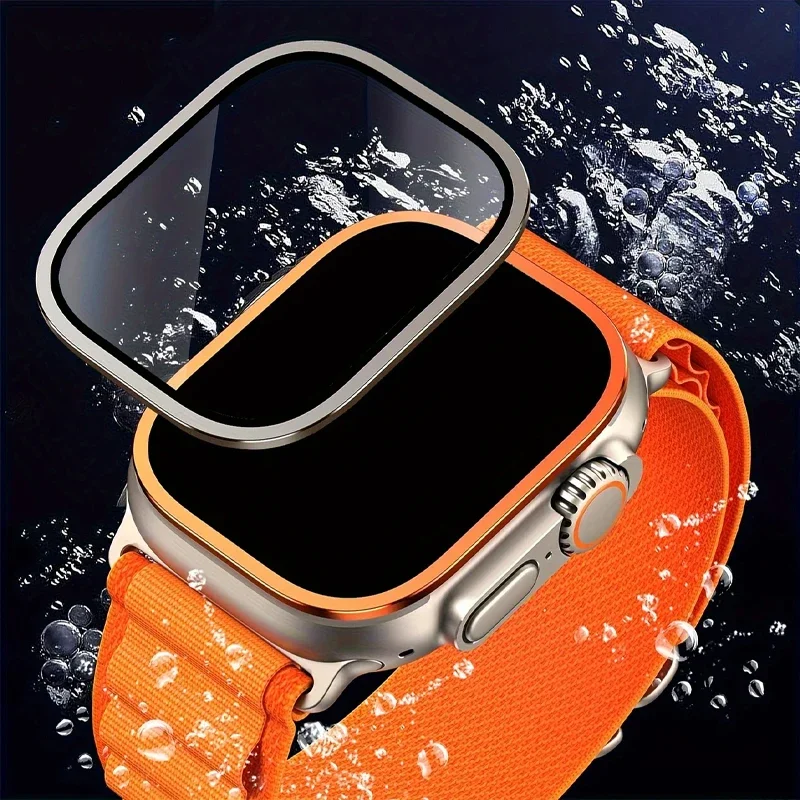 Gehärtetes Glas für Apple Watch Ultra 2 49 mm, Displayschutzfolie, Titan-Metallrahmen, kratzfeste Folie, Serie Ultra 2 Zubehör