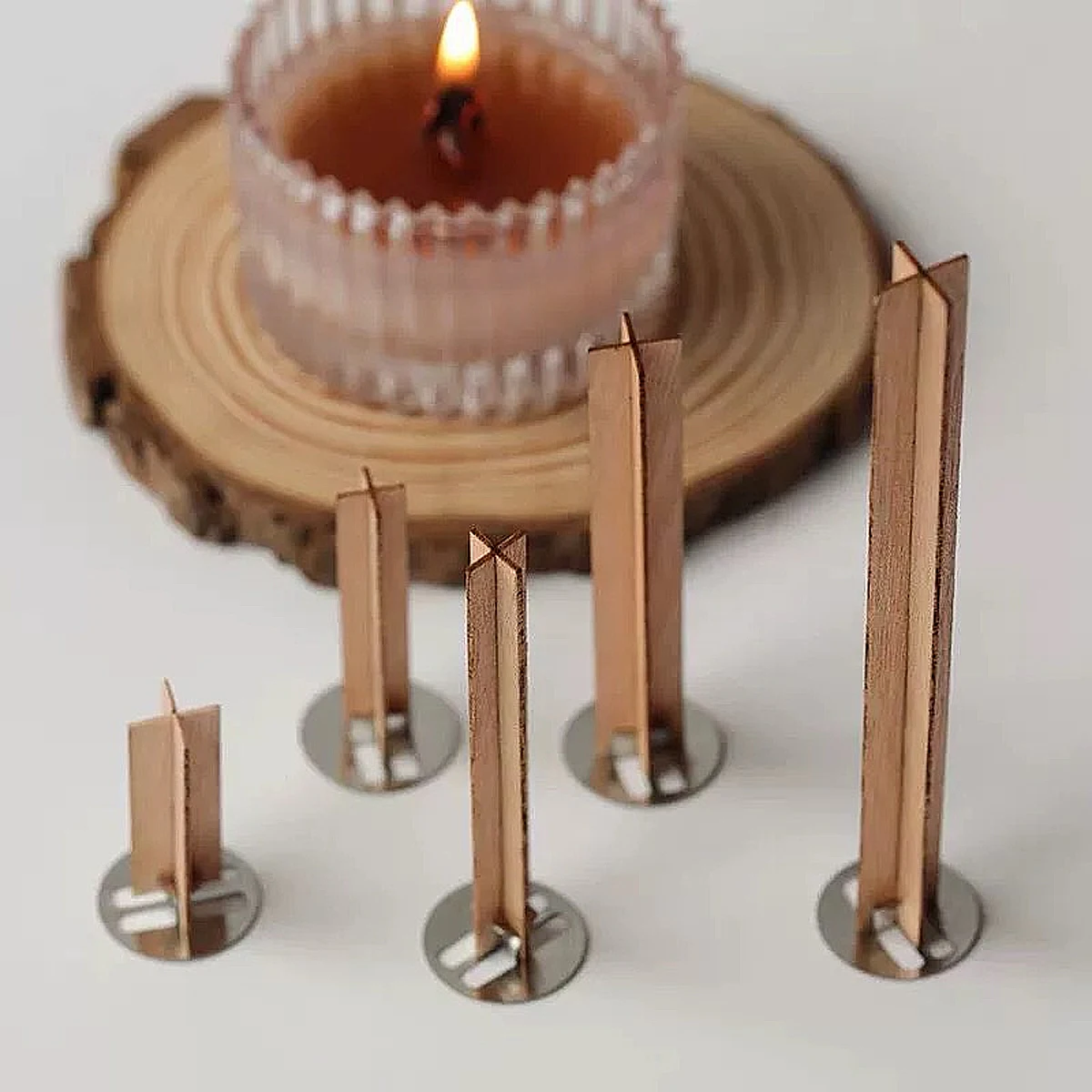 10pcs/set Cross wooden wicks Multi Size Naturally Smokeless Wooden Wax Core & Metal Clips DIY Candle jar Candle Making Supplies