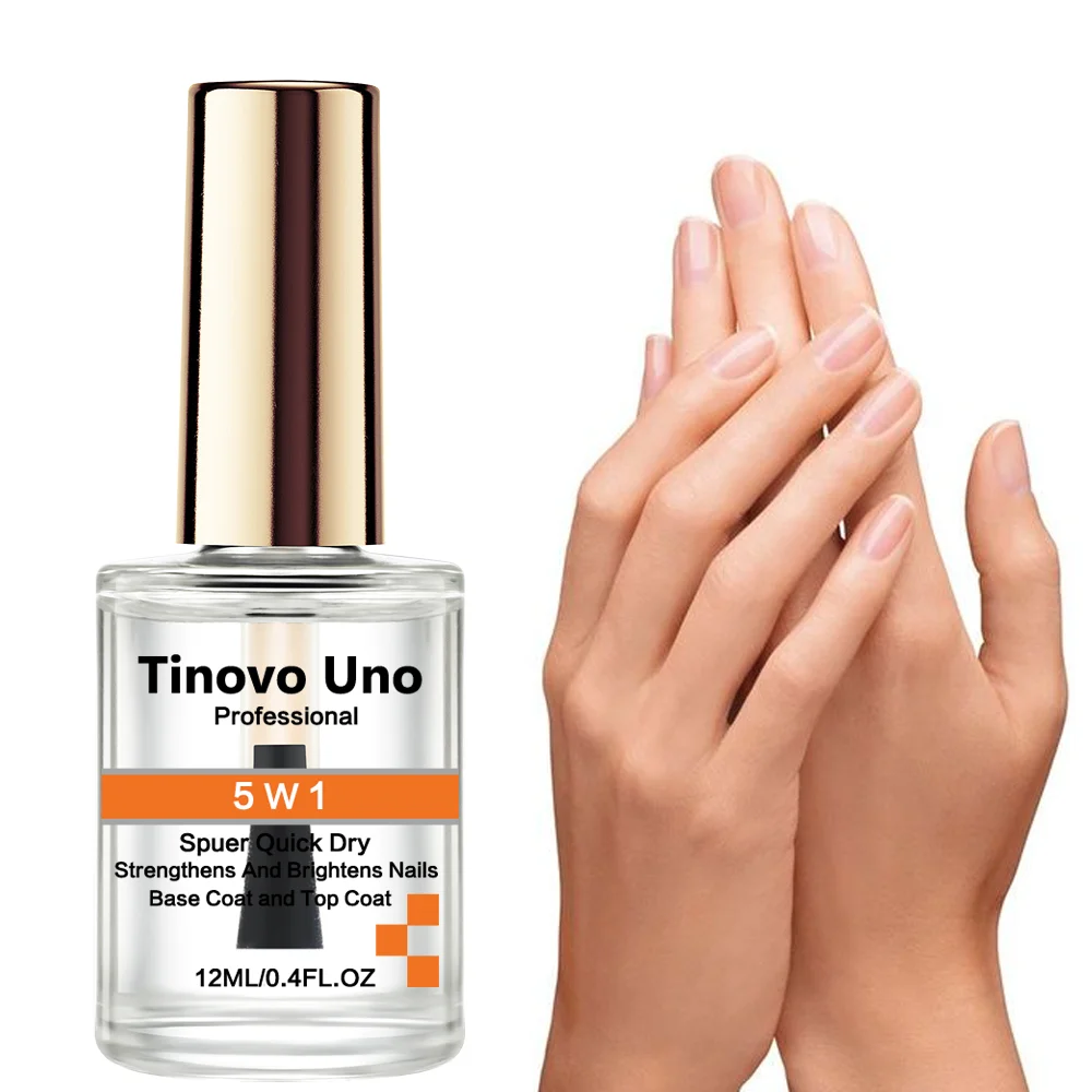 Tinovo Uno 5 W1 Top Coat Szybkoschnący Wzmacniacz do paznokci Super błyszczące wykończenie Lakier do paznokci Manicure Hardener Naprawa Pielęgnacja paznokci