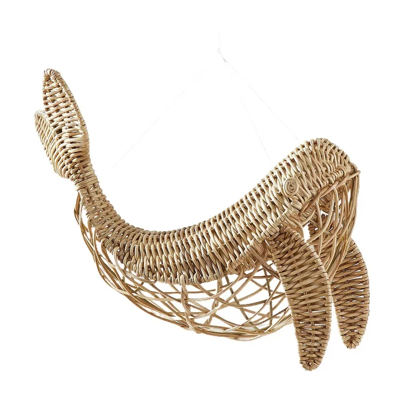 

Handmade rattan whale children's room decoration props Studio shooting props Home decoration Weaving hanging accessories