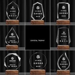 Solid Wood Crystal Trophy, Can be Customized, annual Meeting Medal, Dance Sports competition, Home Decoration, Wooden Base