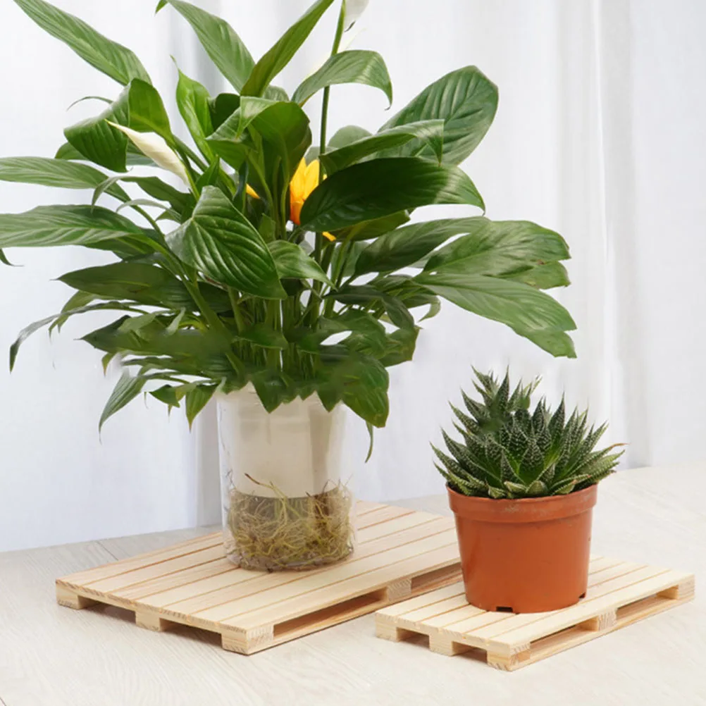 

2pcs Wooden Cup Base Multifunctional Flowerpot Tray Eco-Friendly Coaster Khaki Household Supplies Desktop Decorative