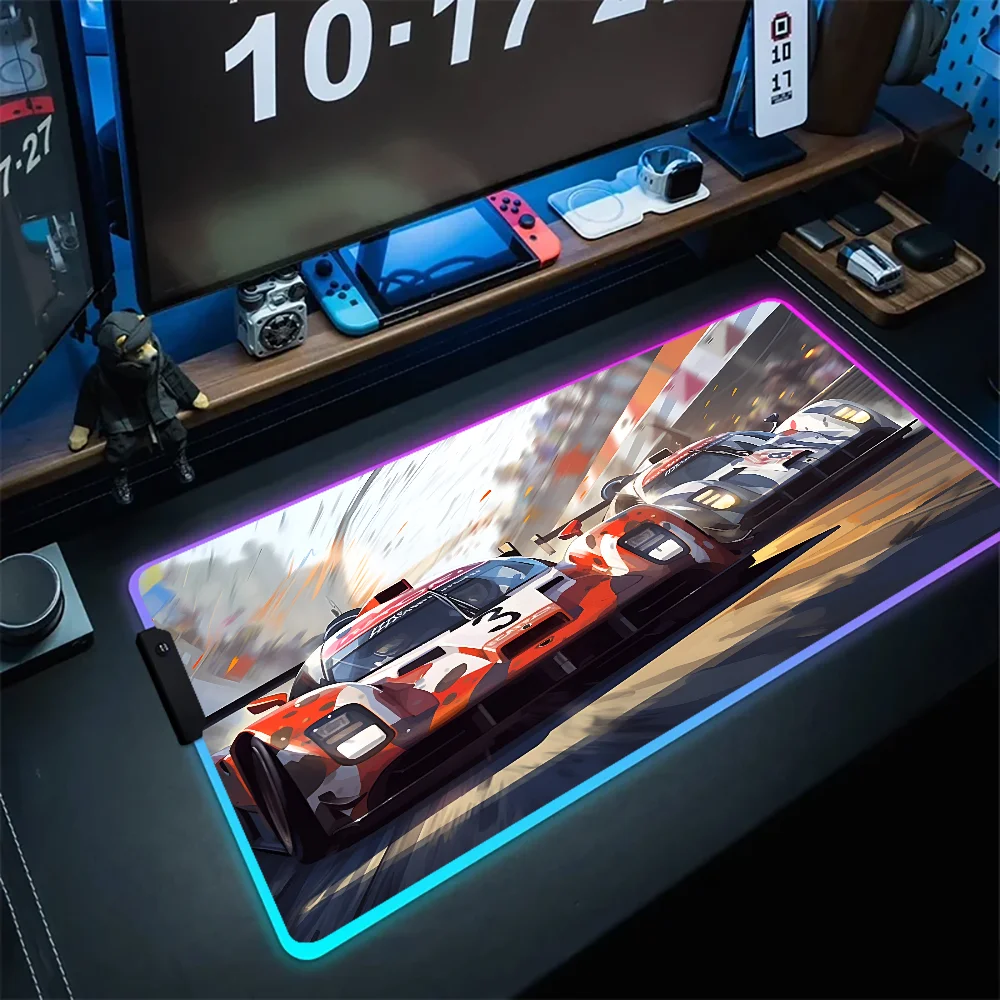 GTR Sports Car Mouse Pad RGB Gamer XL HD Custom Mousepad XXL Mechanical Keyboard Pad Soft Non-Slip Carpet HD Dragon PC Mouse Mat