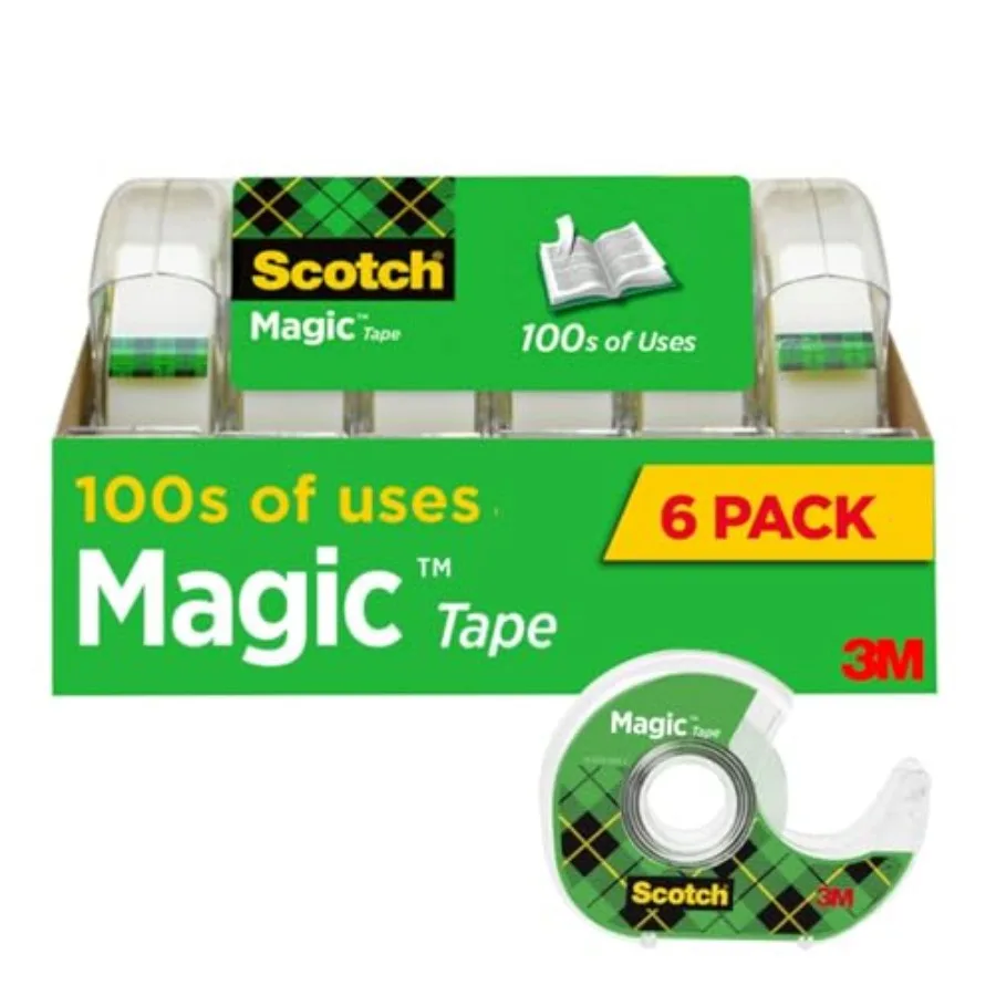 

Magic Tape Invisible Transparent Tape for Seamless Repairs and Craft Projects 6 Rolls with Builtin Dispensers 3 4 in Width x 65