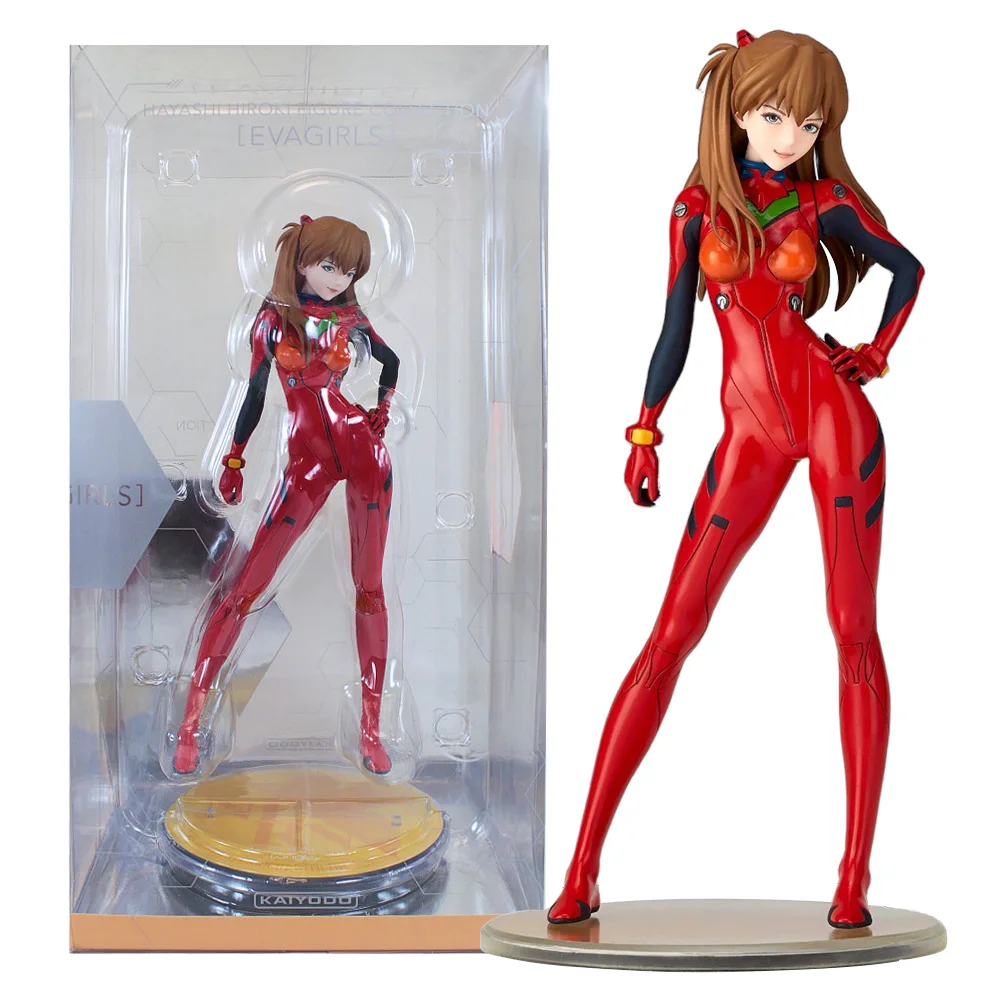 22CM Anime Asuka Langley Soryu Figure Shin Seiki Evangelion Souryuu Kaiyodo Standing With Arms Akimbo Action Figure Doll Toys