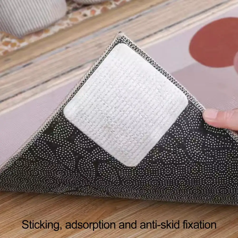 4Pcs Carpet Sticker Self-adhesive Rug Pad Prevent Moving Non-woven Fabric Household Carpet Floor Mat Fixing Sticker Tape