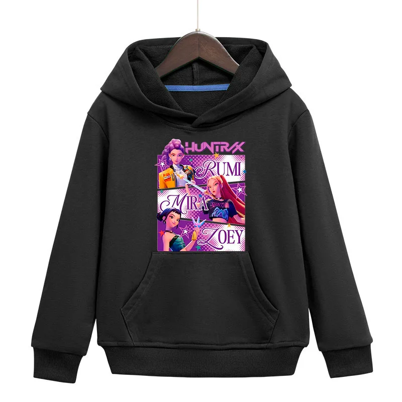 

Детская толстовка с капюшоном KPop Demon Hunters Huntrix, детская толстовка, хлопковый пуловер для девочек, толстовки, модная верхняя одежда, детская одежда