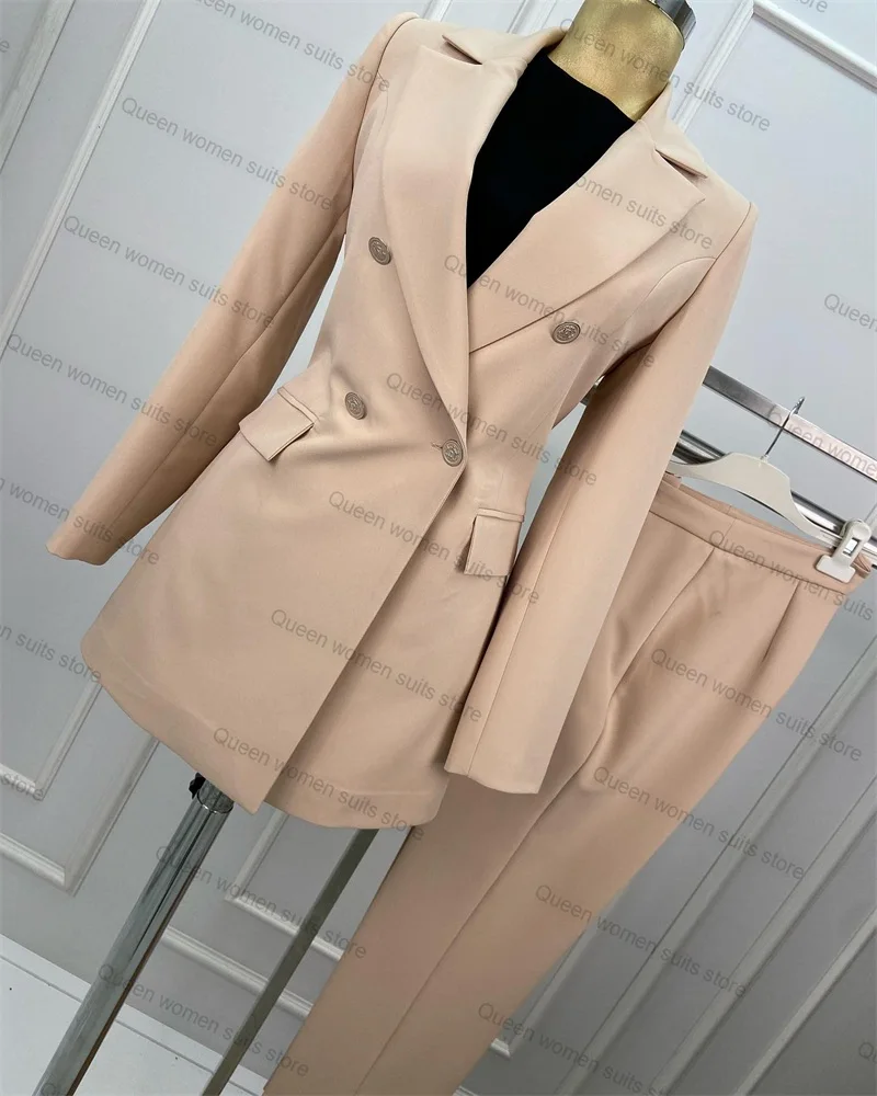 Wedding Women Suit Set 2 Pieces Blazer+Pants Sexy V Neck Jacket Coat Formal Double Breasted Prom Dress Custom Made Trousers