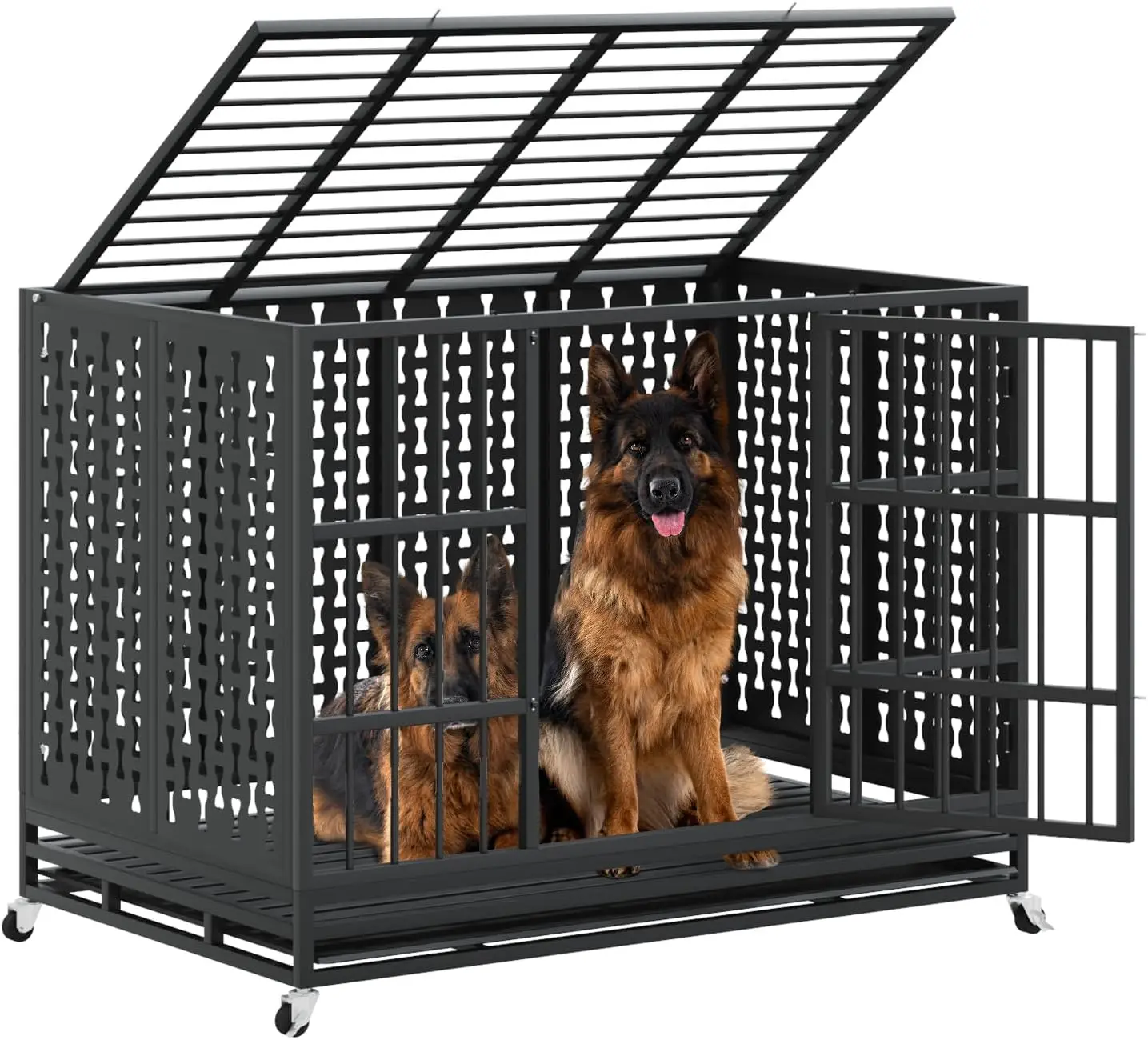 

48/42/38 inch Indestructible Heavy Duty Dog Crate, High Anxiety Extra Large Dog Cage dog kennel