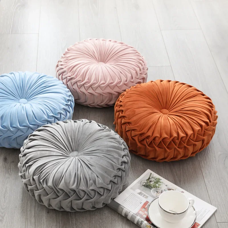 Round Pumpkin Seat Cushion Sofa Waist Back Pillow Multifunctional Dutch Velvet Headrest Memory Foam Wheel Cushion For Home