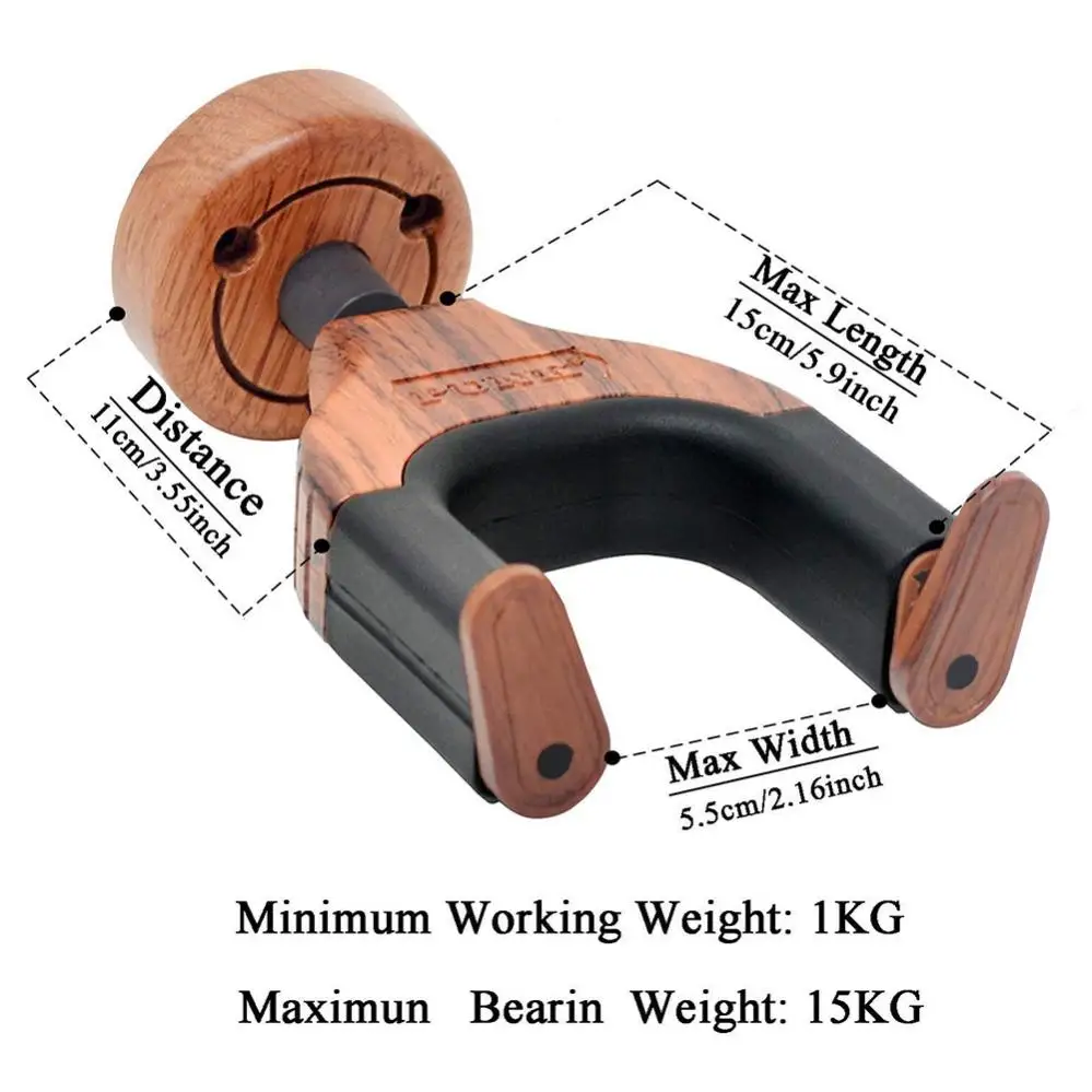 Wood Guitar Hanger Wall Mount Auto Grip System Lock Electric Acoustic Guitar Hook Neck Holder Stand for Ukulele Bass Violin