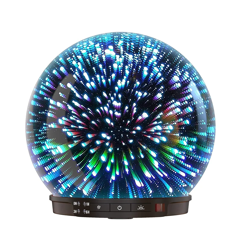 3D แก้ว Aroma Diffuser,น้ำมันหอมระเหยอัลตราโซนิคน้ำมันหอมระเหยรุ่น Air Humidifier,โหมดดอกไม้ไฟ200Ml 7สีเปลี่ยนไฟ