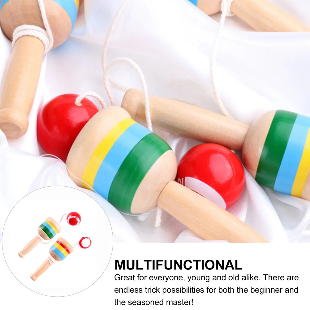 2 Pcs Kendall Skill Cup Kenball Child Childrens Toys Catch Paddle Game Wooden Kid Kendama