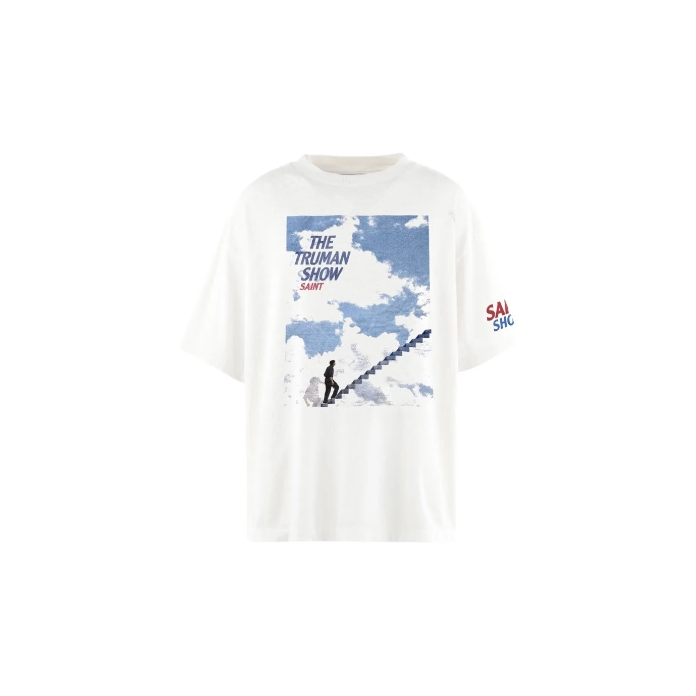 Saint Micheal Men's Clothing  Retro single-stitch garment-making technique white ink direct printing short-sleeved shirt