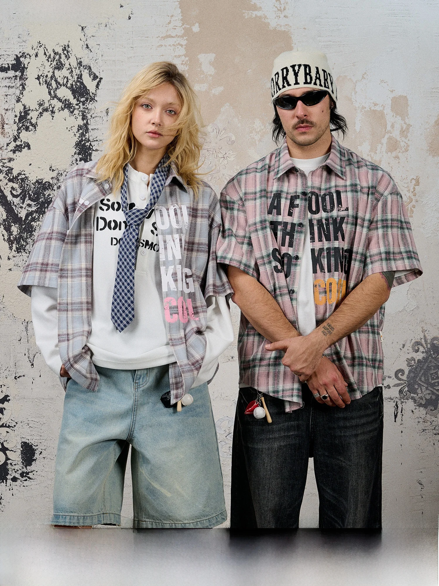 

Done Youthful Vintage irt ort Sve American Streetwear Worn-in Slogan Layering Cotton lin Four Seasons