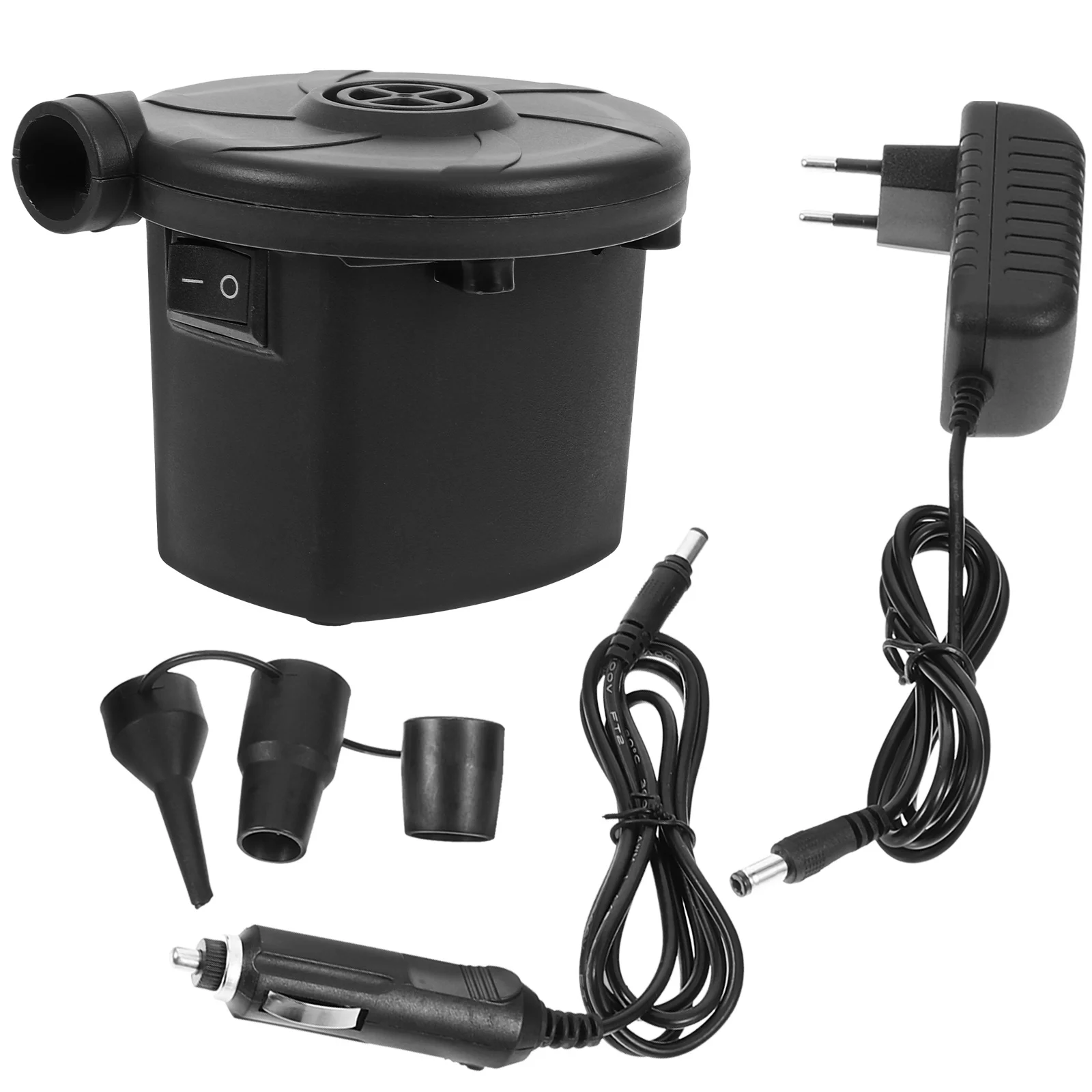 

Portable Electric Air Pump Fast Inflation Deflation Air Mattresses Rafts Beds Boats Pools 3 Nozzles Home Car Use