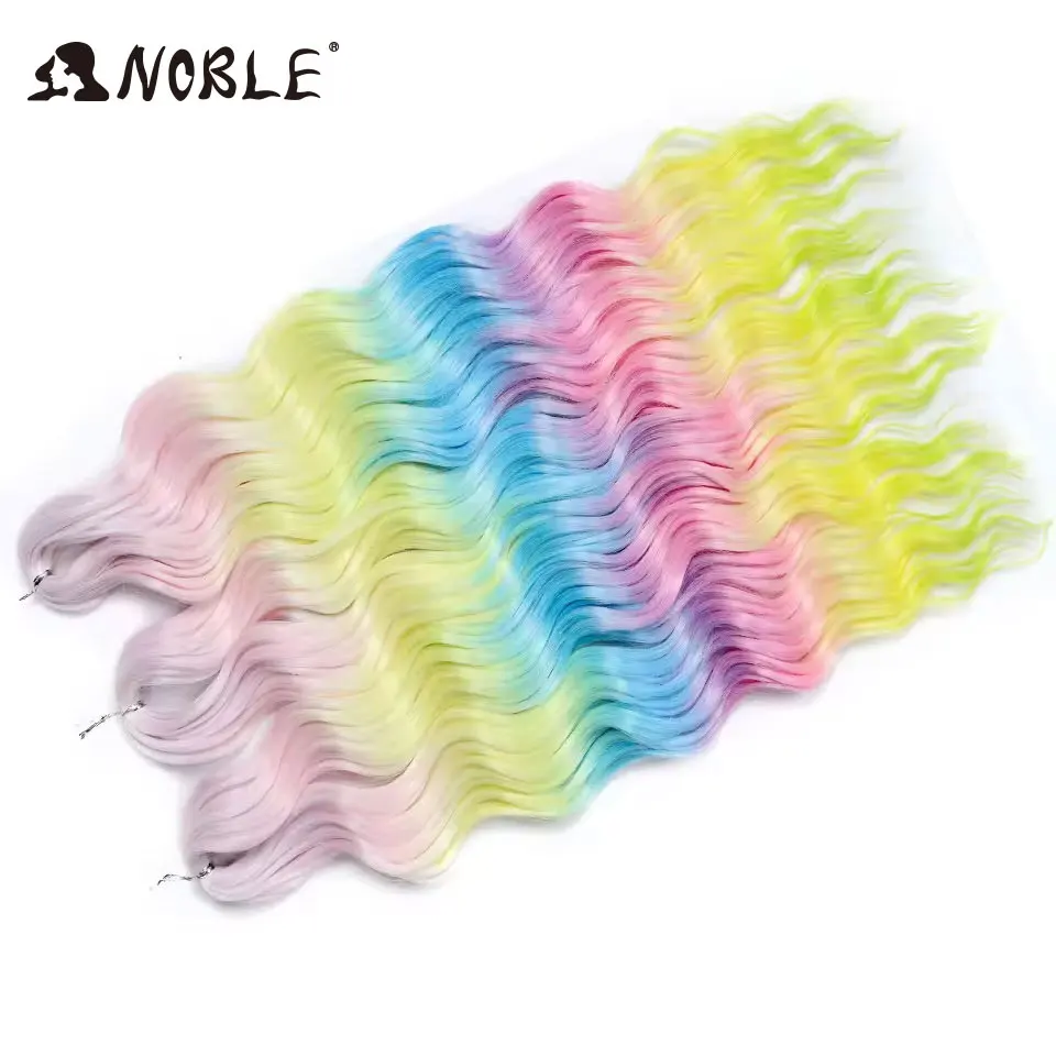 Edle 24 Zoll Synthetische Haarverlängerungen mit Wasserwellenmuster, Ombre-Regenbogenfarben, Tiefe Wellenlocken, Twist-Crochet-Haarverlängerung – Detail 34