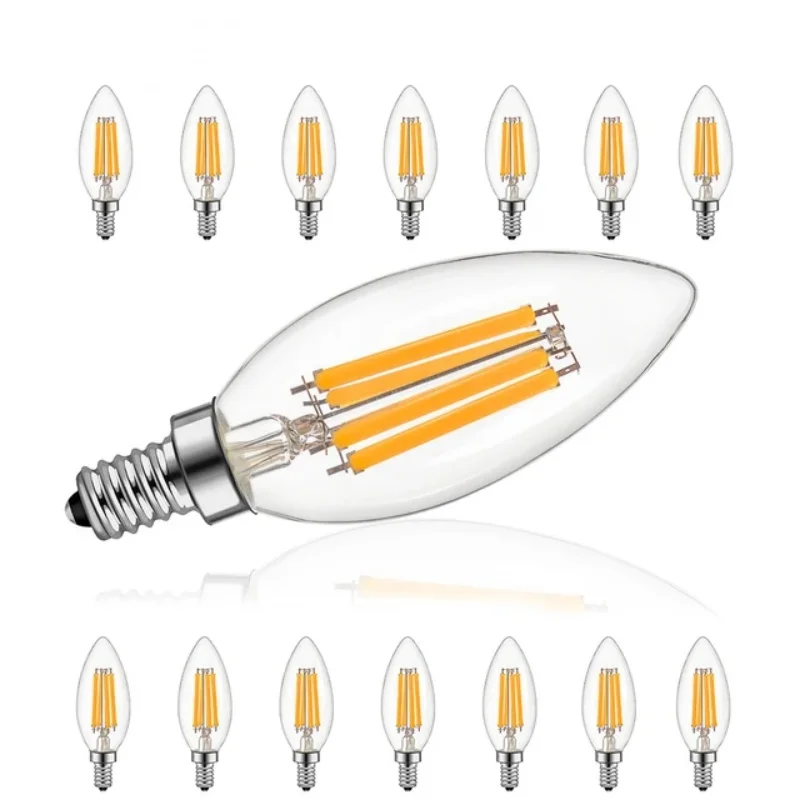 

Pop 10PCS LED Filament Light C35 C35L E14 AC220V 2W 4W 6W Flickerless 2700K Is Suitable For Bars, Supermarkets And Home Lighting