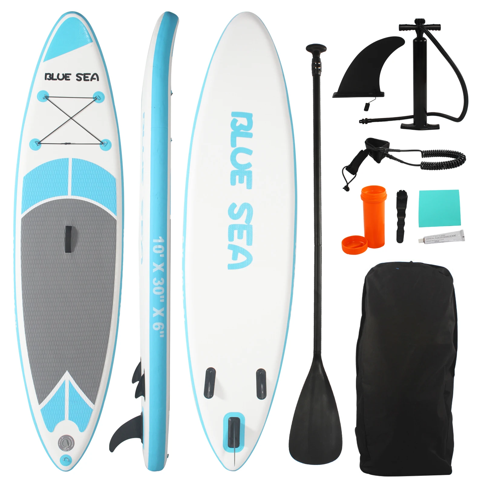 10ft aufblasbares Stand-Up-Paddle-Board für Erwachsene, rutschfestes EVA-Deck, SUP-Board mit Zubehör