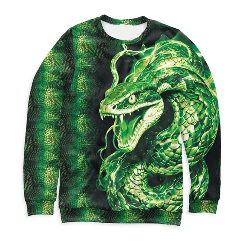 Chinese Snake Year Sweatshirt For Men Cool Personality Round Neck Sweatshirts Animal Role Playing 2025 Spring Novelty Hoodie