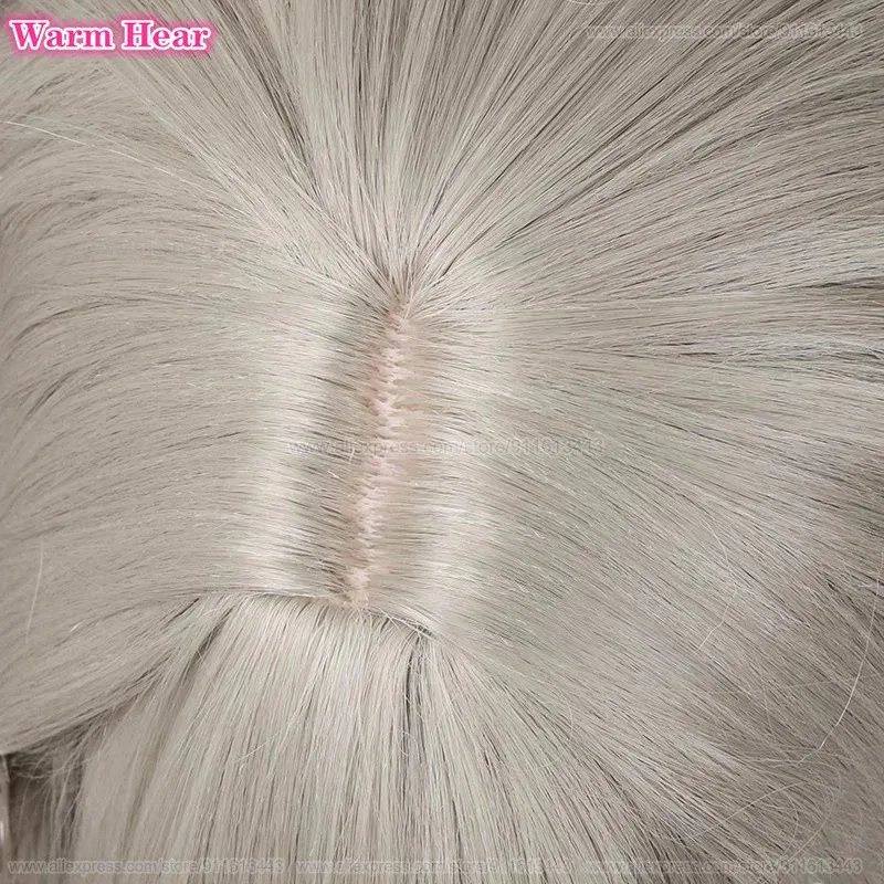 게임 Alexandrina Sebastiane 합성 105cm 긴 리넨 그레이 포니 테일 코스프레 애니메이션 가발 내열성 헤어 할로윈 파티 가발