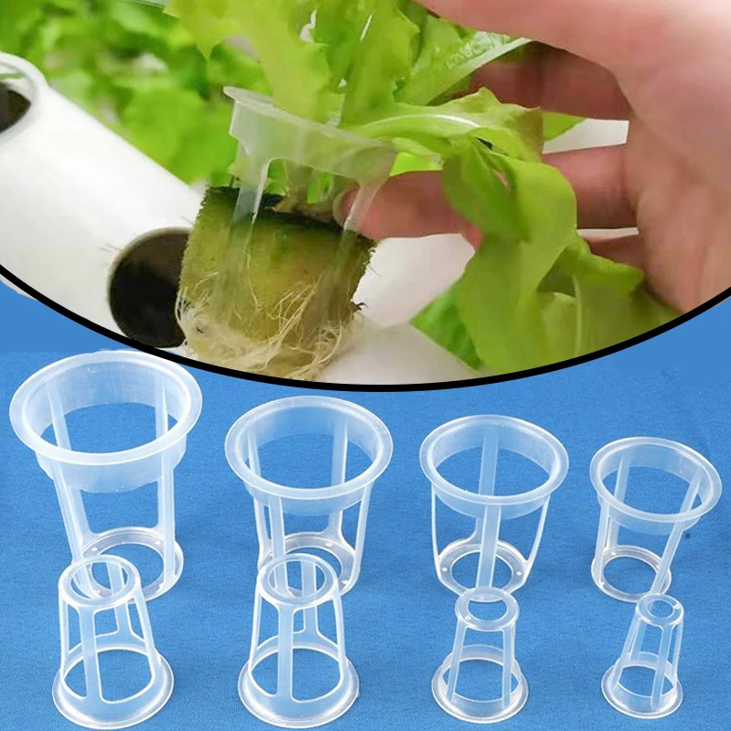 10Pcs/Lot White Planting Net Pot Hydroponic Plant Grow Fixed Root Cups Vegetable Soilless Clone Mesh Pots Planting Baskets