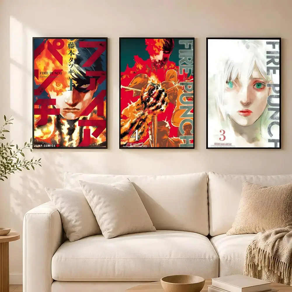 Manga F-FIRE P-PUNCH Poster poster Self-adhesive wall stickers, suitable for room decoration, high-quality printing.