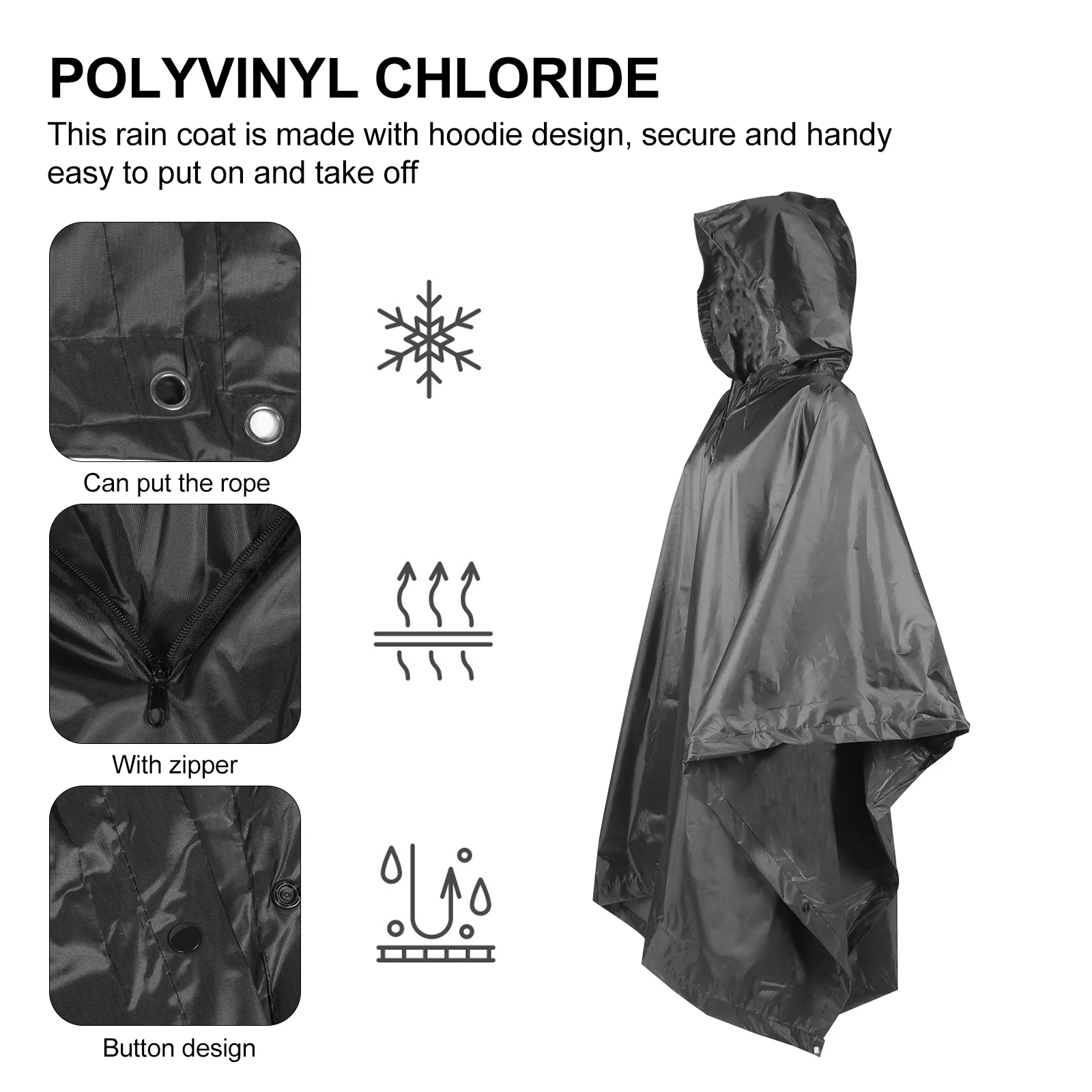 

Waterproof Adult Rain Coat Multi-Functional Poncho for Women Men Hoodie Design Quick Drying Long Lasting Protective