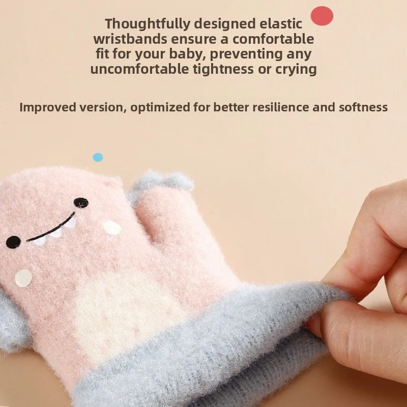 قفازات شتوية جديدة للأطفال لطيف الكرتون الطفل مقاومة للخدش الصوف سميكة متماسكة للتدفئة والبرودة #5