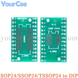 20pcs/2pcs SOP24/SSOP24/TSSOP24 to DIP24 0.65/1.27mm Transfer Board Adapter PCB Pinboard Pin IC Test Plate